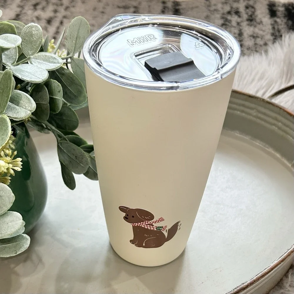 Starbucks 2025 Miir Holiday‎ Puppy Tumbler  Cream-Labrador Puppy NEW 16 Fl. Oz
